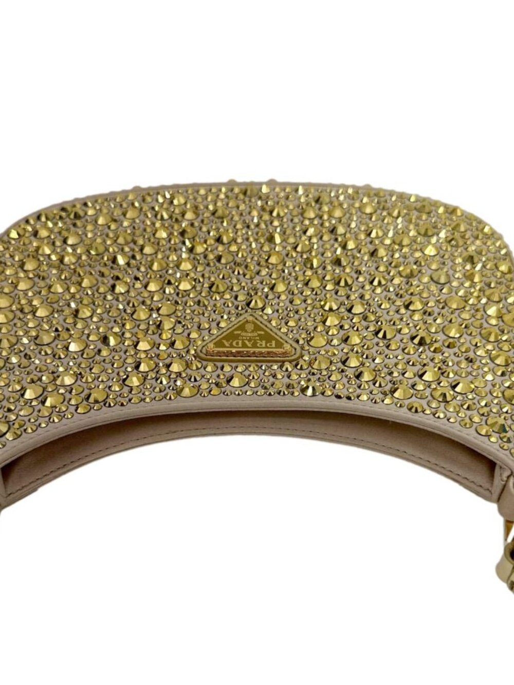 Prada Cleo Cristal Embellished Satin Shoulder Bag Gold - Picture 5 of 13